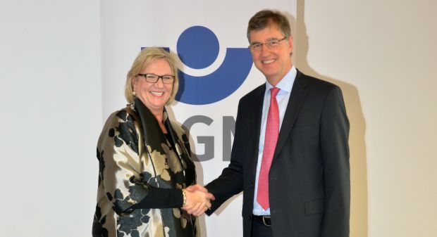 ANG-Präsidentin Brigitte Faust und BGN-Hauptgeschäftsführer Klaus Marsch. ANG-Präsidentin Brigitte Faust und BGN-Hauptgeschäftsführer Klaus Marsch.