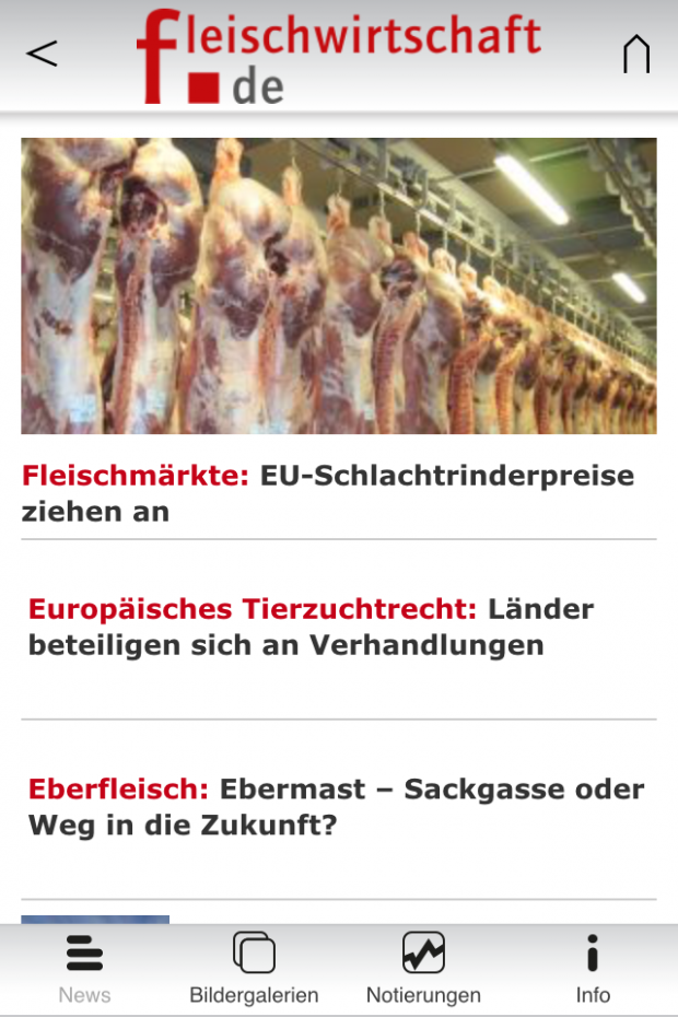 Die fleischwirtschaft.de Smartphone-App Die fleischwirtschaft.de Smartphone-App