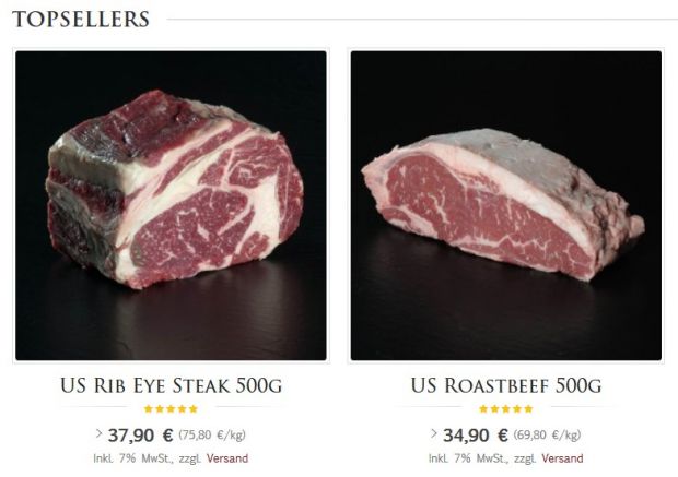 Rib Eye und Roasbeef gehören zu den Top-Sellern. Rib Eye und Roasbeef gehören zu den Top-Sellern.