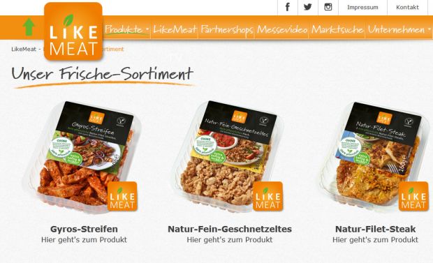 Ein Auschnitt des fleischfreien Frische-Sortiments von LikeMeat. Ein Auschnitt des fleischfreien Frische-Sortiments von LikeMeat.