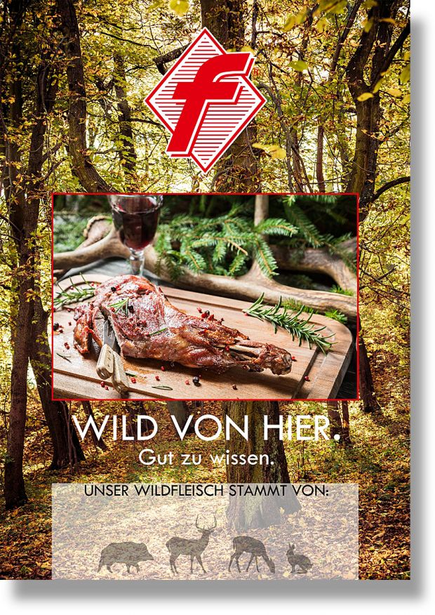 Der Fleischerverband NRW bietet ein Wild-Paket an, mit dem die Reihe der Werbemittel unter dem Slogan „von hier“ fortgesetzt wird. Der Fleischerverband NRW bietet ein Wild-Paket an, mit dem die Reihe der Werbemittel unter dem Slogan „von hier“ fortgesetzt wird.