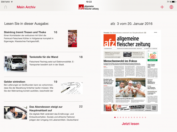 Die afz iPad-App - Zeitung lesen, bevor der Postbote kommt. Die afz iPad-App - Zeitung lesen, bevor der Postbote kommt.