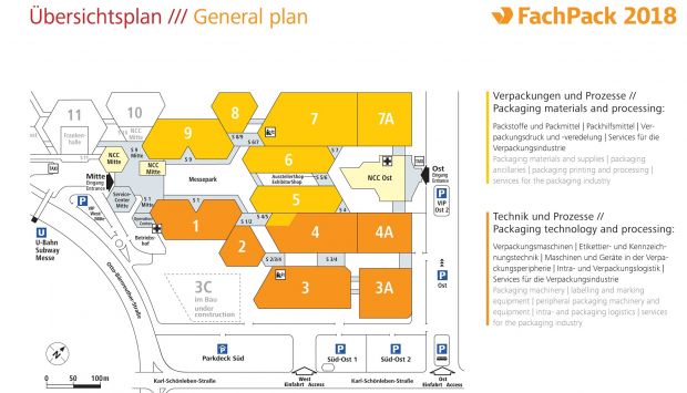 Der Hallenplan der FachPack 2018. Der Hallenplan der FachPack 2018.