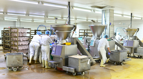 Wurstabfüllung in Großproduktion. Wurstabfüllung in Großproduktion.