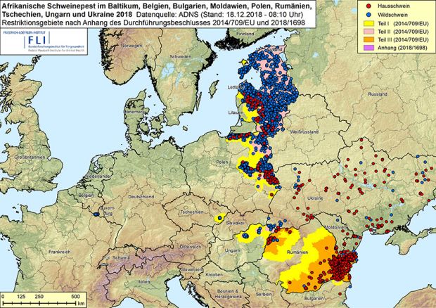 ASP im Baltikum, in Belgien, Bulgarien, Moldawien, Polen, Rumänien, der Tschechischen Republik, Ungarn und der Ukraine 2018, Stand 18.12.2018, 08:10 Uhr ASP im Baltikum, in Belgien, Bulgarien, Moldawien, Polen, Rumänien, der Tschechischen Republik, Ungarn und der Ukraine 2018, Stand 18.12.2018, 08:10 Uhr