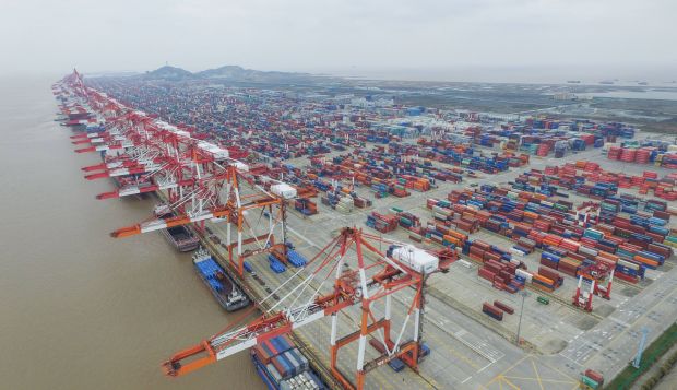 Yangshan Port Container Terminal in Shanghai. Yangshan Port Container Terminal in Shanghai.