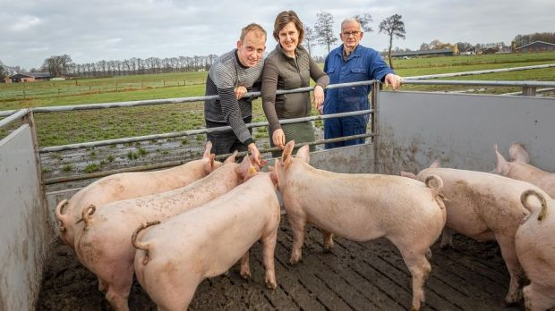 Hendrik-Jan (links) und seine Frau sind der 100. Schweinemäster im Programm De Groene Weg. Hendrik-Jan (links) und seine Frau sind der 100. Schweinemäster im Programm De Groene Weg.