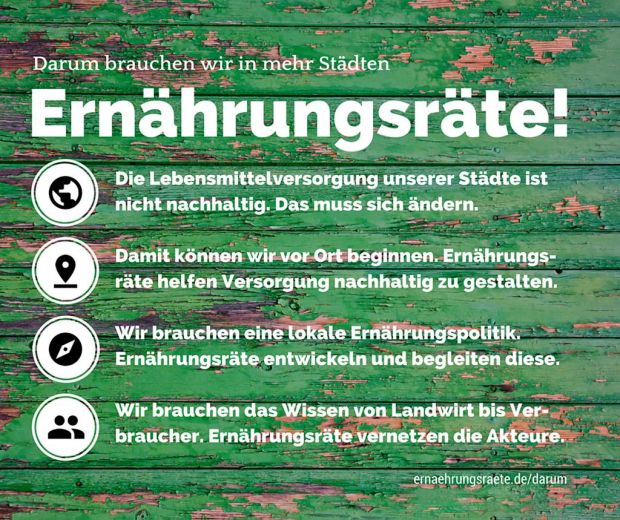 Mit diesen vier Thesen erklärt das Netzwerk der Ernährungsräte ihre Funktion. Mit diesen vier Thesen erklärt das Netzwerk der Ernährungsräte ihre Funktion.
