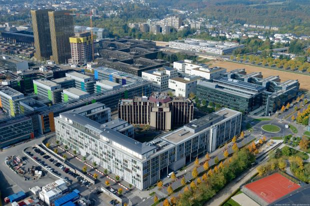 Blick auf das Gelände des Europäischen Rechnungshofs in Luxemburg. Blick auf das Gelände des Europäischen Rechnungshofs in Luxemburg.