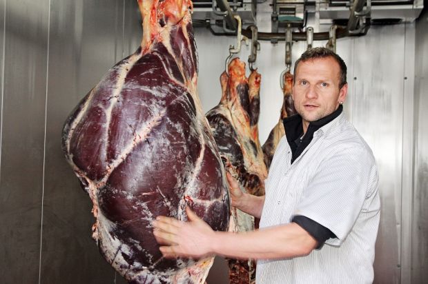 An den Schlachtkörpern der Blau-Weißen Belgier lobt Frank Radermacher die Ausbeute. An den Schlachtkörpern der Blau-Weißen Belgier lobt Frank Radermacher die Ausbeute.