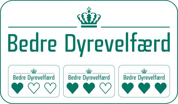 Das staatliche Label für Tierwohl in Dänemark. Das staatliche Label für Tierwohl in Dänemark.