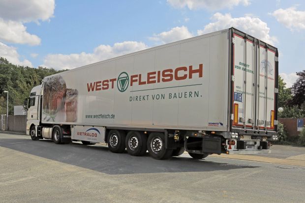 Kühlfahrzeug aus der Flotte der Westfleisch SCE. Kühlfahrzeug aus der Flotte der Westfleisch SCE.