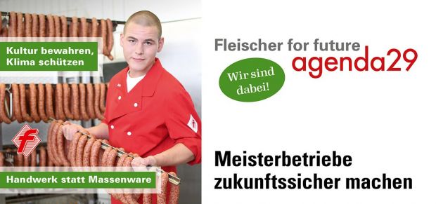 An vielen Stellen arbeiten die Handwerksfleischer bereits nachhaltig. Doch wie kommuniziert man das richtig? Das Projekt „agenda29“ setzt auf einen Erfahrungs- und Ideenaustausch unter Kollegen. An vielen Stellen arbeiten die Handwerksfleischer bereits nachhaltig. Doch wie kommuniziert man das richtig? Das Projekt „agenda29“ setzt auf einen Erfahrungs- und Ideenaustausch unter Kollegen.
