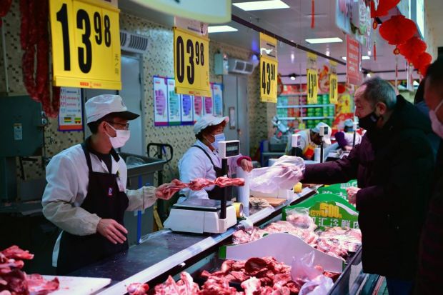 Die gestiegenen Importe sorgten in China für sinkende Fleischpreise. Die gestiegenen Importe sorgten in China für sinkende Fleischpreise.